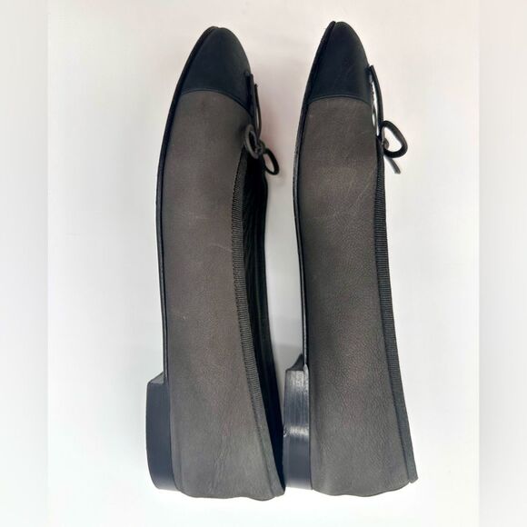 Chanel CC Logo Charcoal Nubuck Leather Cap Toe Ballerina Flats EU 40 US 9-9.5 - Picture 3 of 11